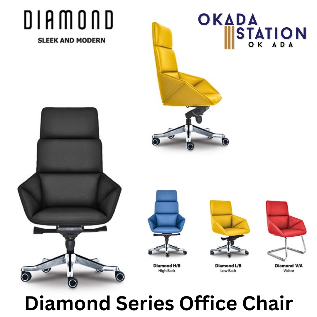 CLASSIC CHAIR DIAMOND PU LEATHER ERGONOMIC OFFICE CHAIR WITH ALUMINIUM LEG - ALL SIZE / CLASSIC CHAIR / OFFICE CHAIR / ERGONOMIC EXECUTIVE CHAIR / PU LEATHER OFFICE CHAIR / EXECUTIVE OFFICE CHAIR / ERGONOMIC OFFICE CHAIR / CHROME SERIES / CHAIR / DIAMOND SERIES