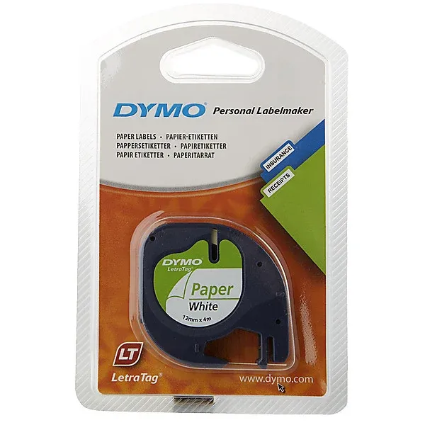 DYMO Letratag Label White Paper 90200 12mm x 4m