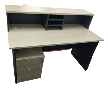 5ft Reception Counter Standard Table with 3D Mobile Pedestal | Meja Pejabat