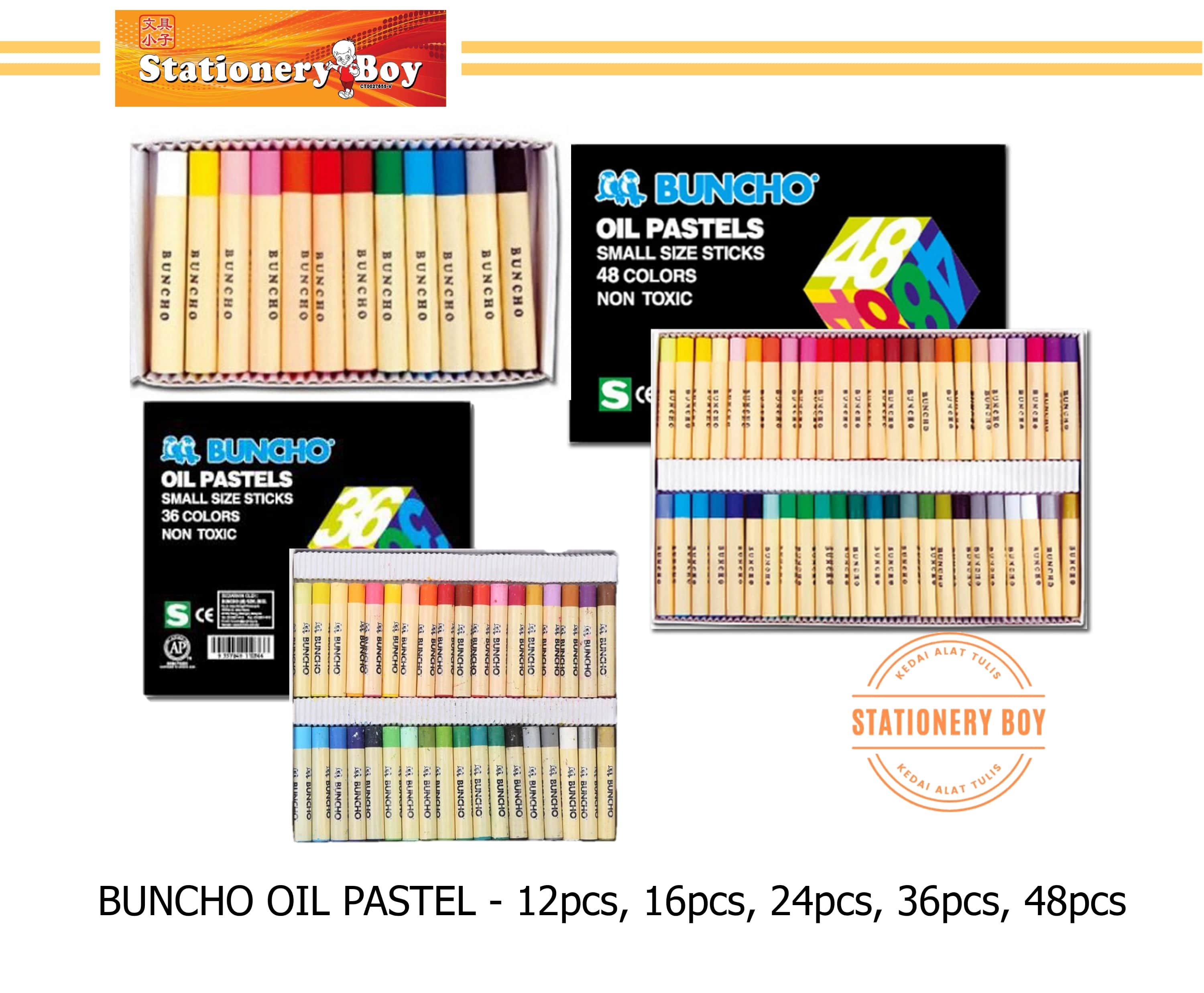 BUNCHO Oil Pastel / Pastel Minyak - 12 pcs, 16 pcs, 24 pcs, 36 pcs,48 pcs