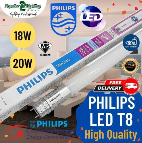 PHILIPS ECOFIT T8 FLUORESCENT LED TUBE 18W / 20W 4FT (6500K) / LAMPU KALIMANTANG 18W / 20W PHILIPS LED 4 FT