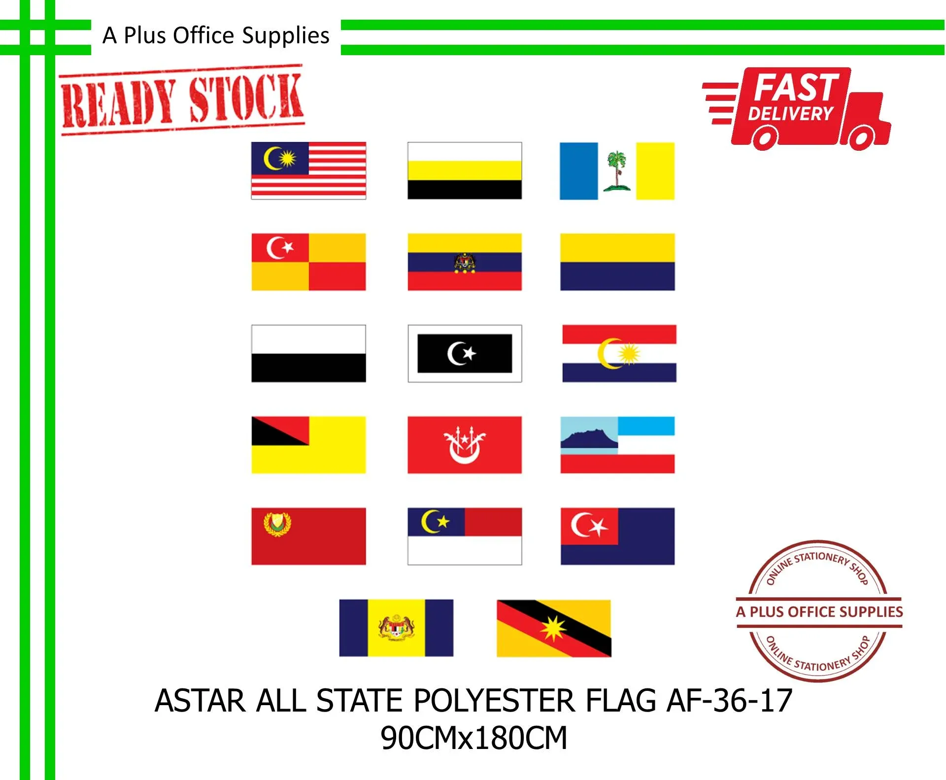 ASTAR All State Polyester Flag AF-36-17 90cm x 180cm / Bendera Polyester