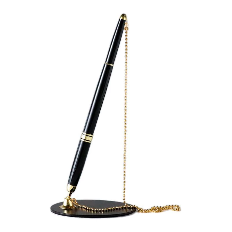 Ballpoint Pen Secure Chain Attached Base Stand Metal