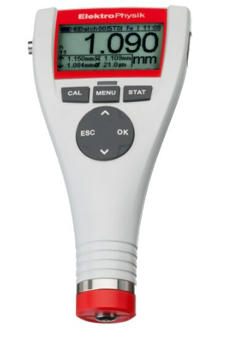 *ElektroPhysik 80-136-0200 MiniTest 725 F1.5 Coating Thickness Gauge, Ferrous Metals Up To 60 Mils / 1500 Microns, Built-In Probe