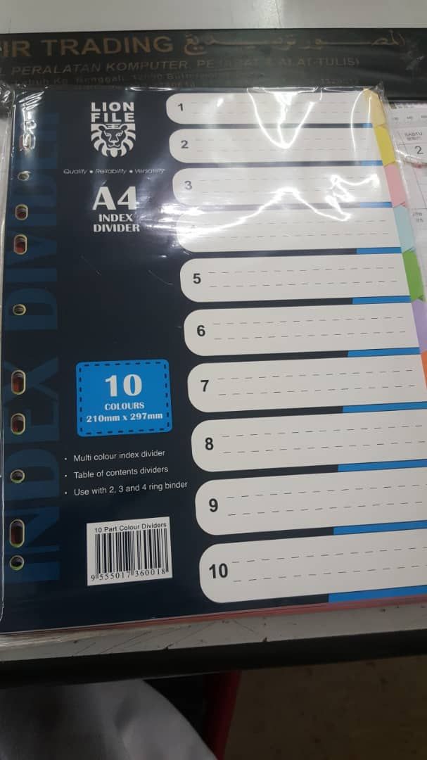 INDEX DIVIDER (10 COLOURS , 5 SETS)