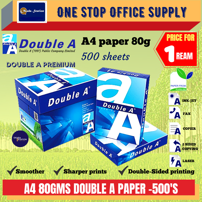 A4 80G DOUBLE A PAPER - 500's / Double A / A4 Paper / Double A A4 Paper / 80gms A4 Paper / Paper