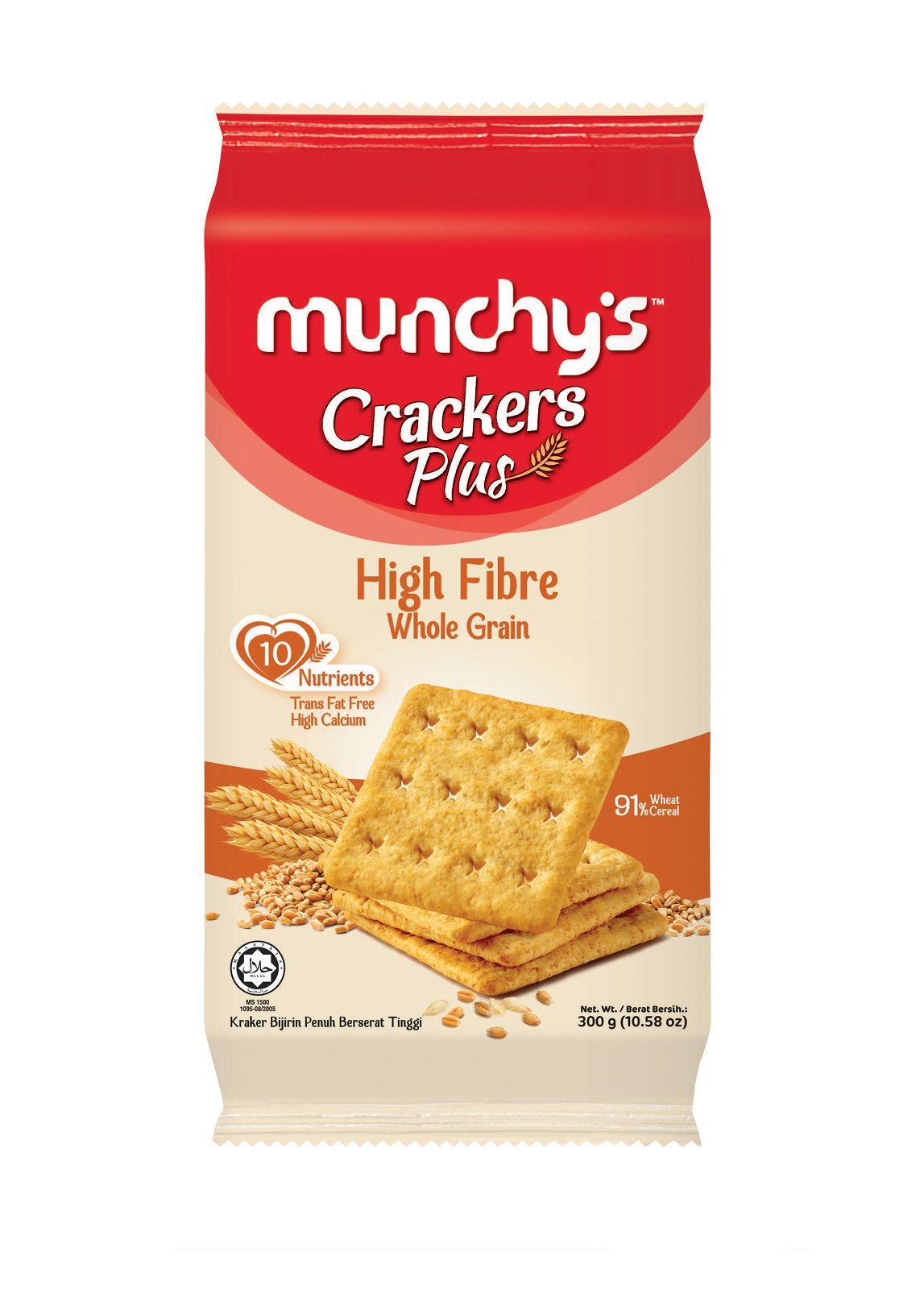 (Loose Pack) MCV Crackers Plus High Fibre Whole Grain 300 g