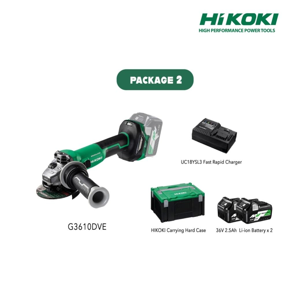HIKOKI G3610DVE MULTI VOLT(36V) Cordless Disc Grinder