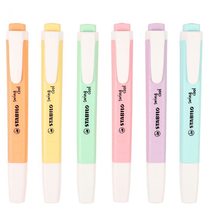 Stabilo Swing Cool Highlighter Pastel Color - pink, orange, yellow, green, blue, purple