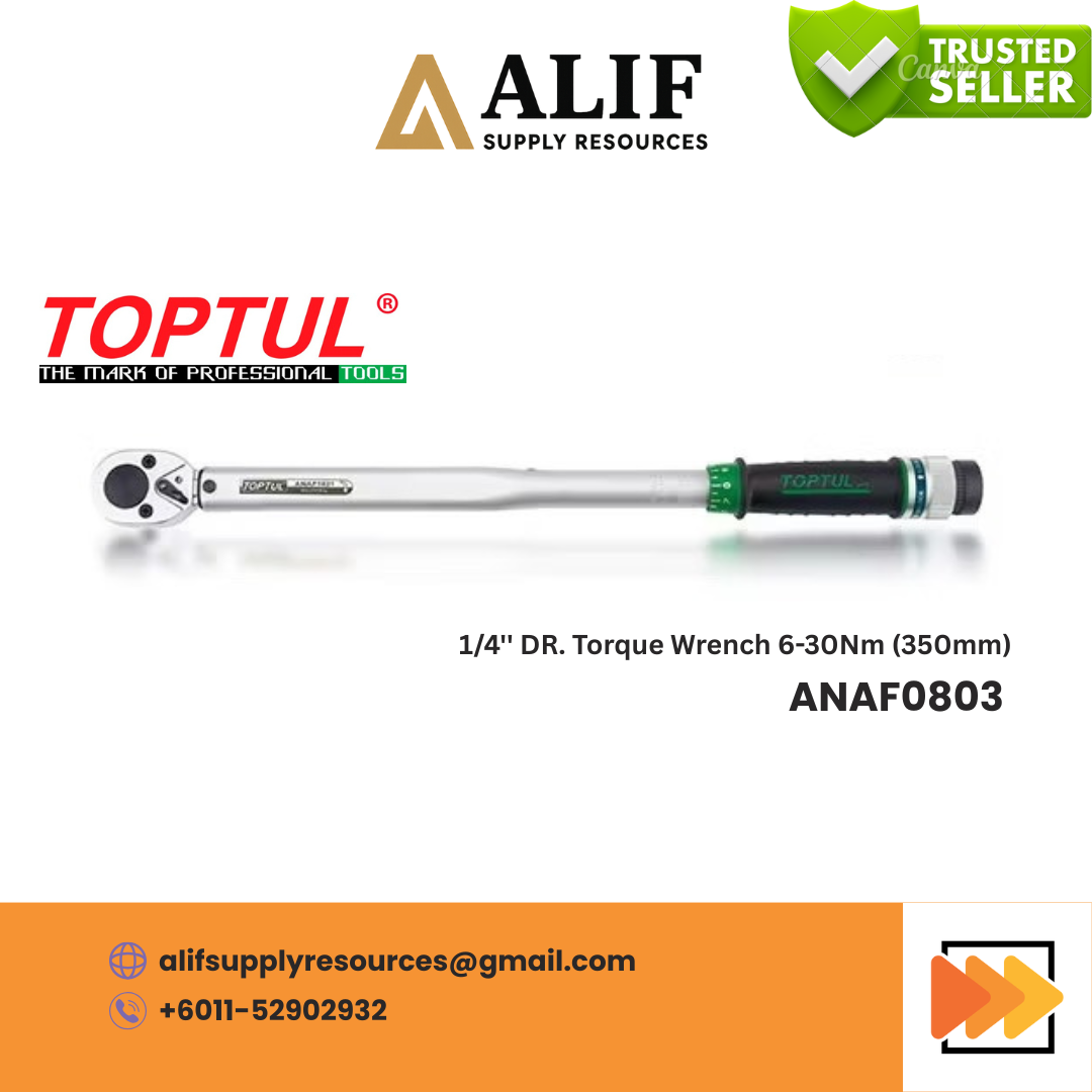TOPTUL 1/4'' DR. Torque Wrench 6-30Nm (350mm) Model: ANAF0803