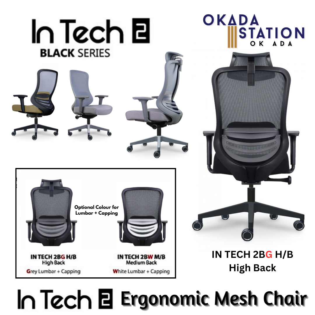CLASSIC CHAIR IN TECH 2 ERGONOMIC OFFICE MESH CHAIR WITH PP LEG - ALL SIZE (FABRIC) / CLASSIC CHAIR / MESH SERIES / IN TECH 2 SERIES / ERGONOMIC OFFICE CHAIR / MESH CHAIR / ERGONOMIC MESH CHAIR / OFFICE CHAIR / CHAIR / IN TECH 2