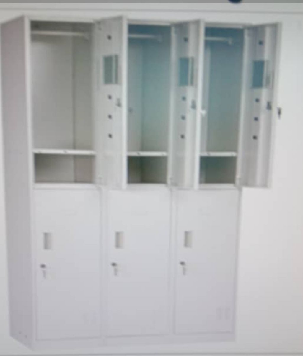 Triple 6 compartment steel locker (T-06), size: 1143w X 457D X 1828H