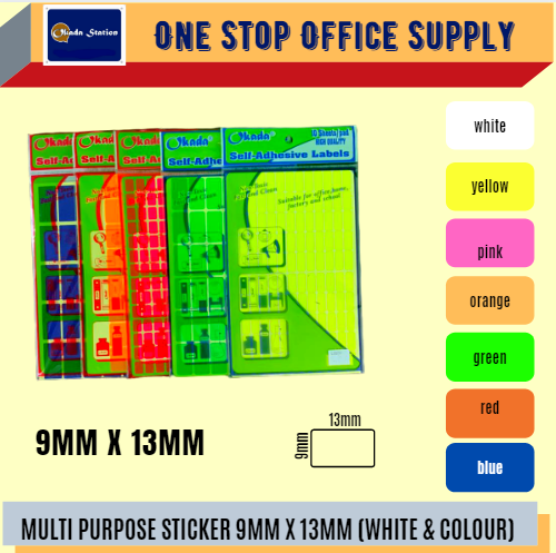 MULTI PURPOSE LABEL 9MM X 13MM -ALL COLOUR / Multi Purpose Label / Sticker Label / Colour Label / Label / Multipurpose Label