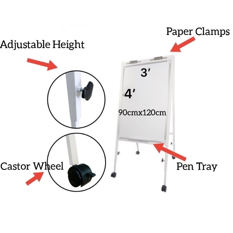 OEM Flip Chart Magnetic Whiteboard With Roller 4' x 3'