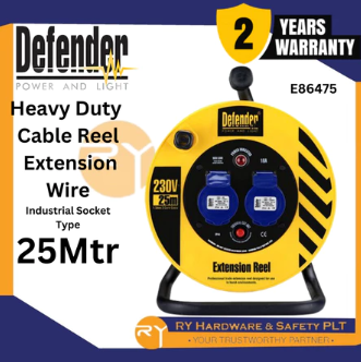 Defender Heavy Duty Industrial Extension Wire Cable Reel Cassette Reel with CEE Socket- E86475(25 Mtr)