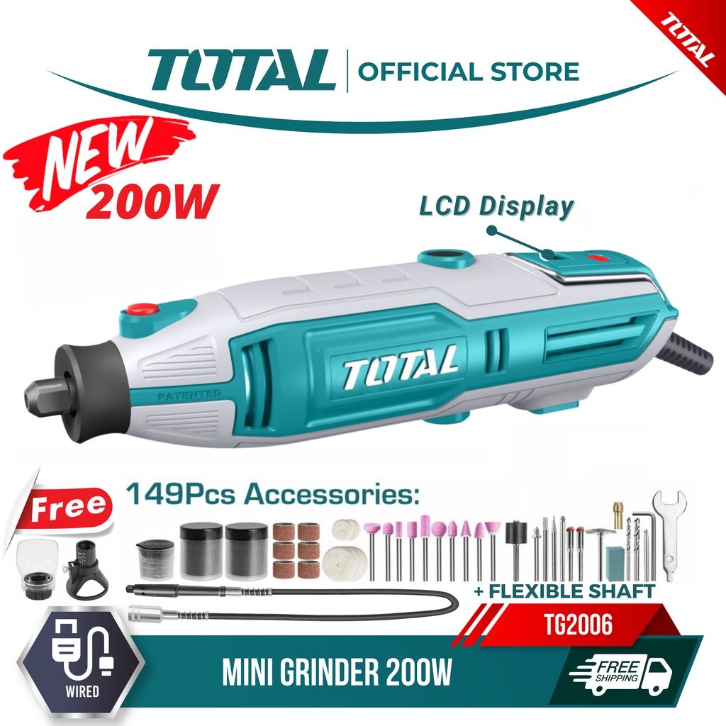 TOTAL TG2006 MINI GRINDER (FEATURING A VARIABLE SPEED CONTROLLER WITH LCD DISPLAY.)