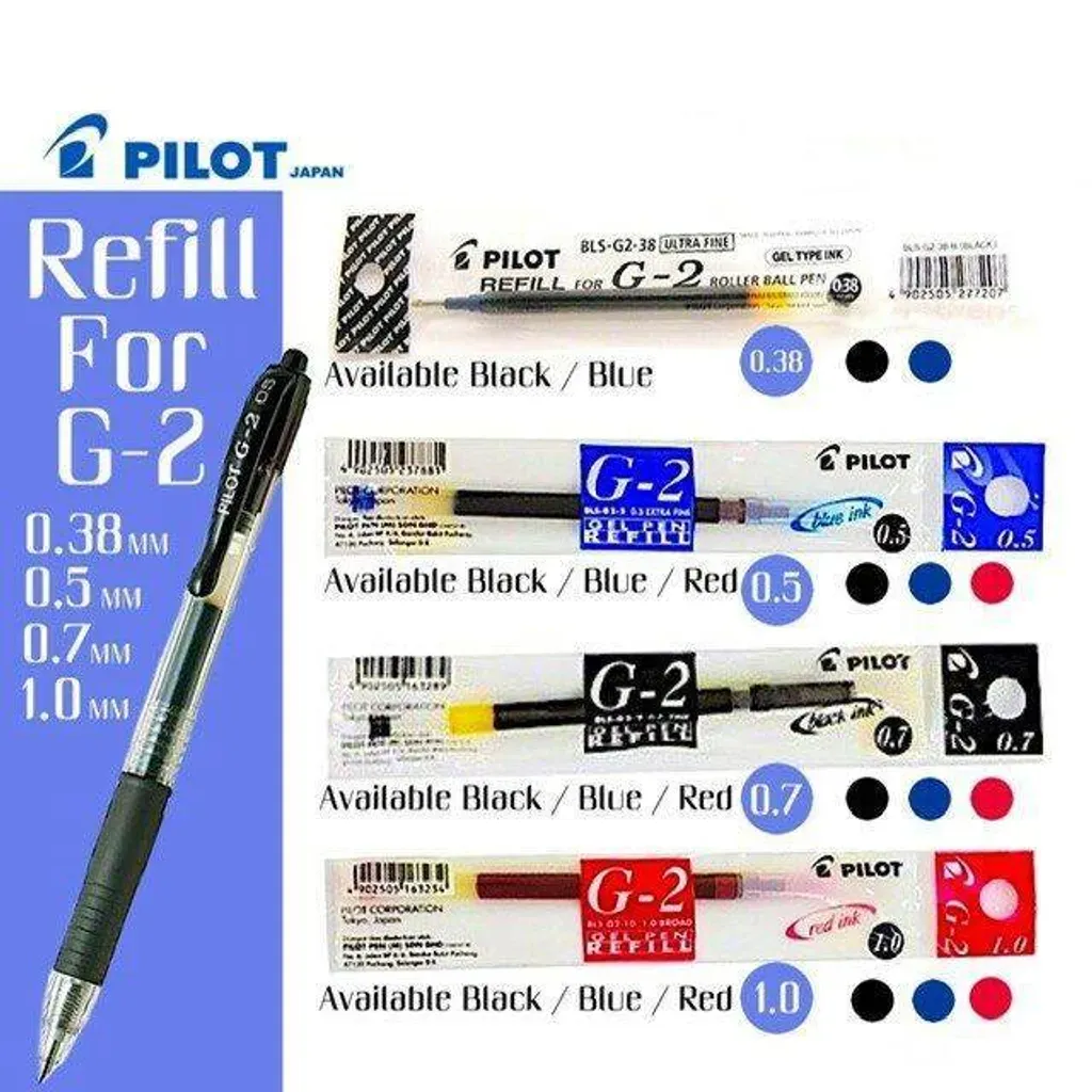 Ocha Pilot gel pen REFILL G2 0.5/0.7/1.0mm