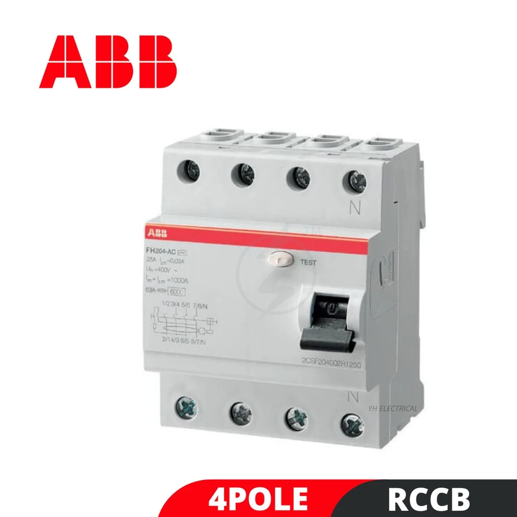 ABB 4P 40A 63A 100A RCCB / ELCB Interruptor 300 mA / 100mA ( FH204 )