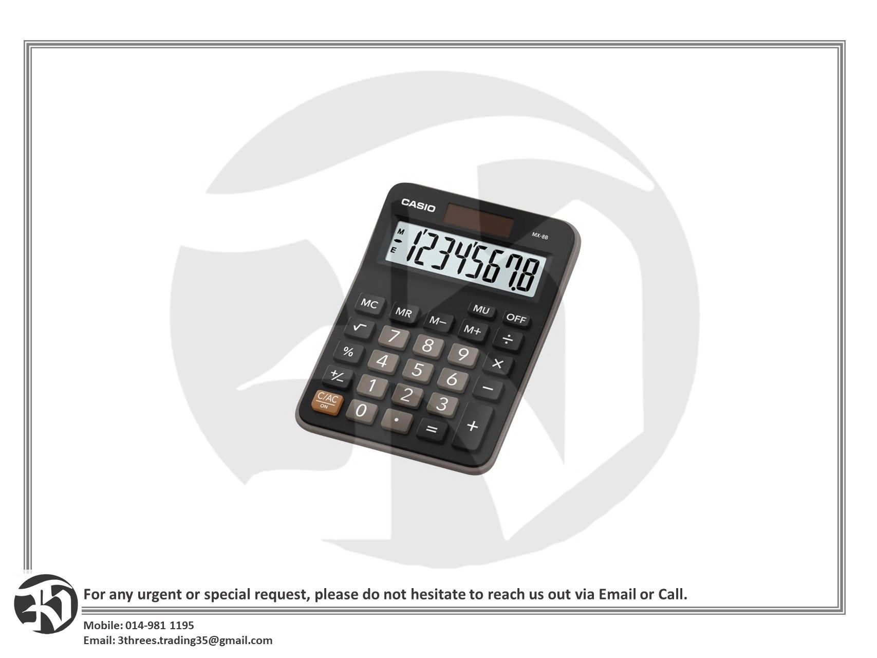 Casio MX-8B solar & battery powered mini desk calculator