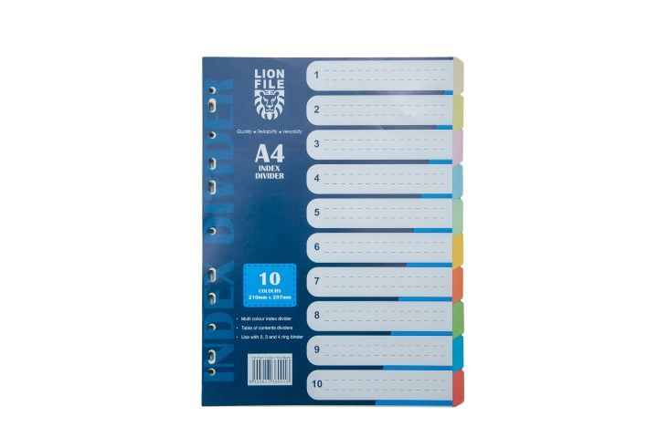 Lion File Index Divider 10 Colour