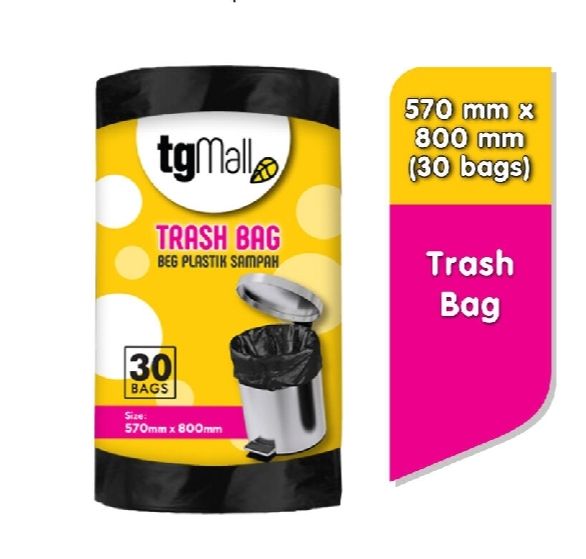 HDPE Black Garbage Bags Trash Bags - Medium (57cm x 80cm x 30pcs)