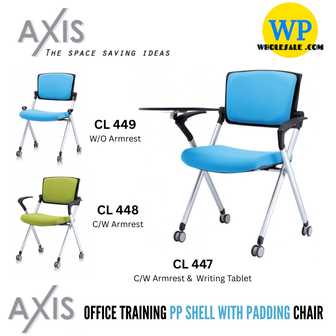 CLASSIC CHAIR AXIS FOLDABLE TRAINING CHAIR (PADDING BACKREST)- ALL MODEL / AXIS SERIES / FOLDABLE CHAIR / TRANING CHAIR / STUDY CHAIR / STUDENTS CHAIR / EDUCATION CHAIR / TUITION CHAIR / MEETING CHAIR / OFFICE CHAIR / CHAIR WITH ARMREST / CHAIR WITH ARMREST & TABL