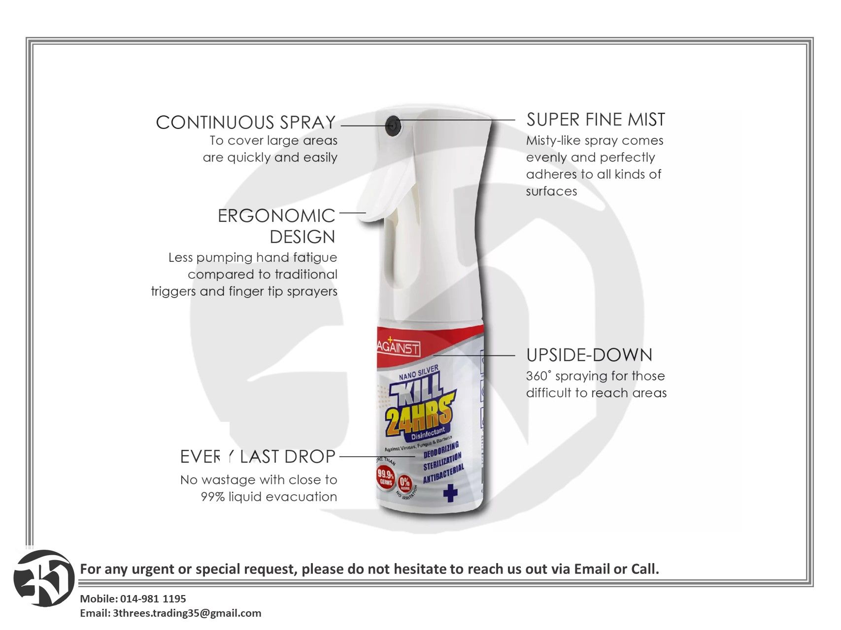 Against nano silver kill 24HRS disinfectant