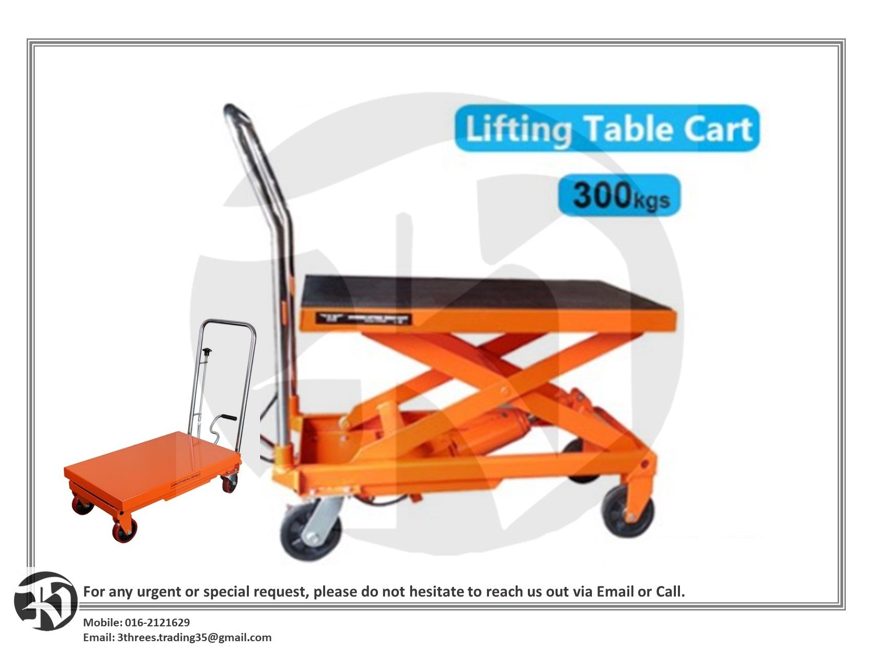Hydraulic Lifting Table Cart With Foot Pedal