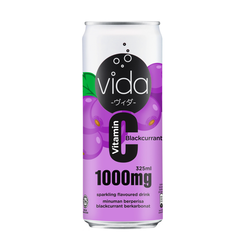 Vida 1000mg Vitamin C Sparkling Drink Blackcurrant 24 x 325ml