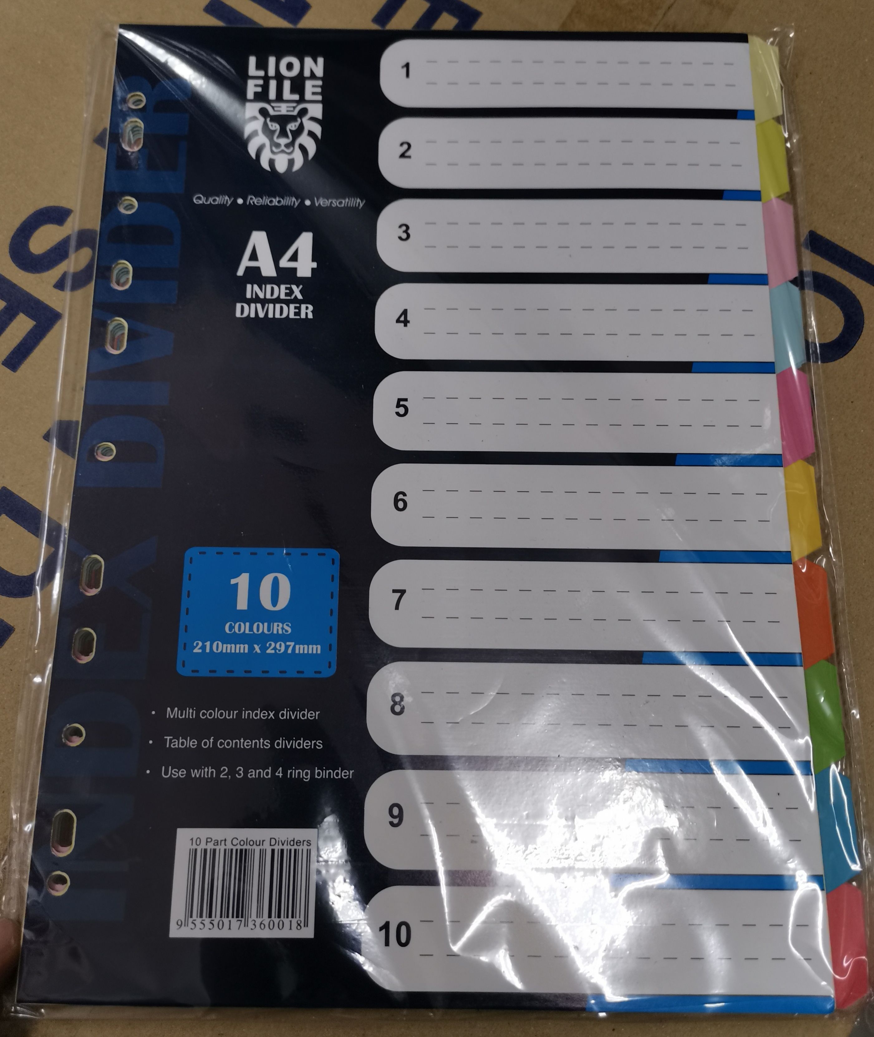 Paper Index Divider 10 tabs