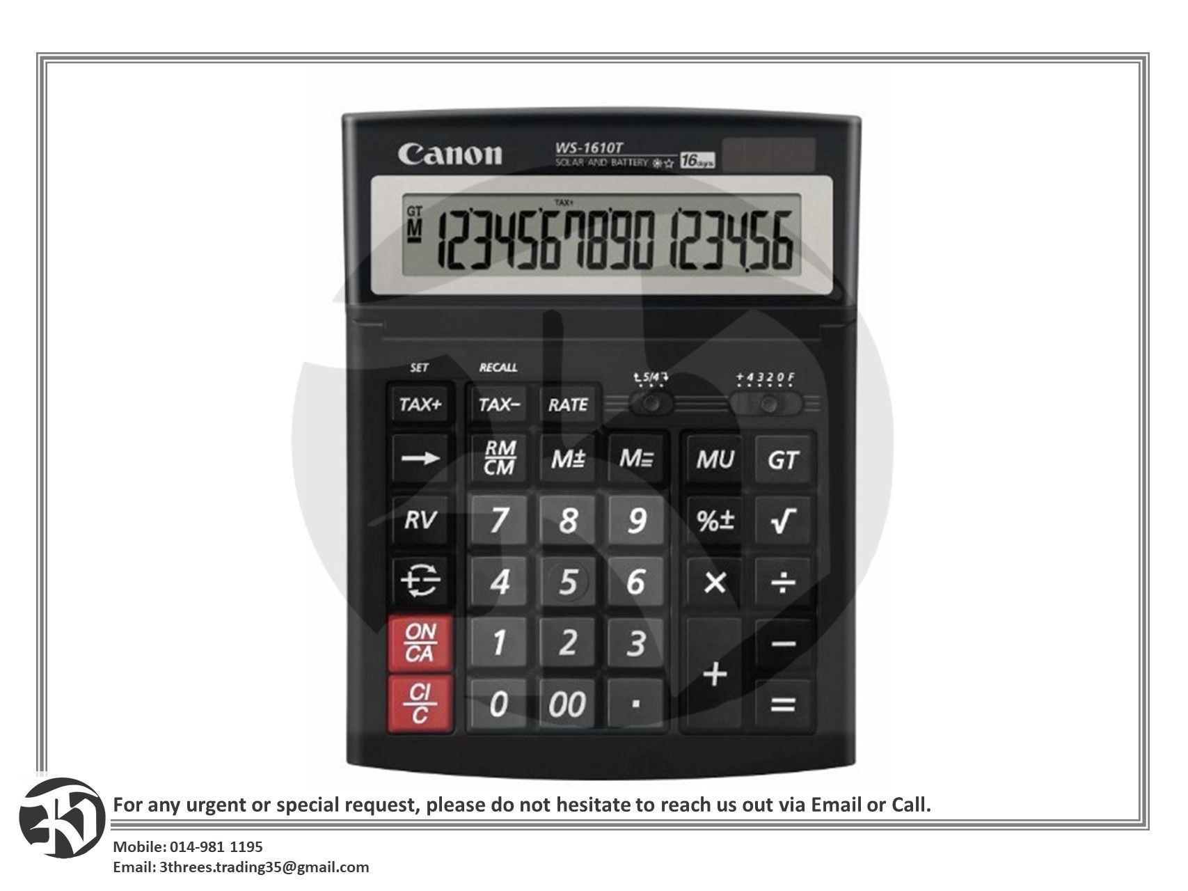 Canon WS-1610T Calculator (16 digits)