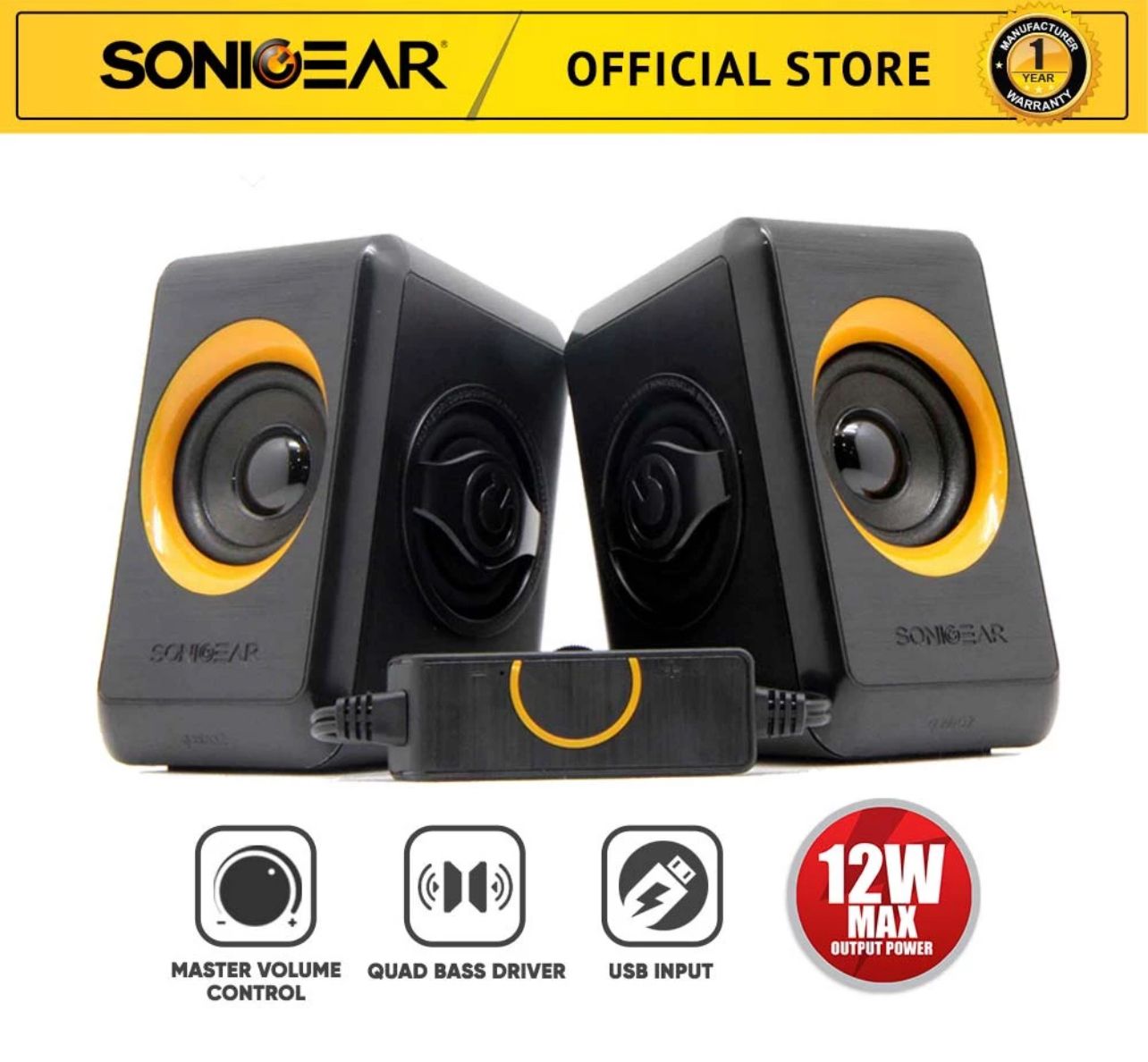SonicGear Speaker SonicGear Quatro 2 Powerful USB Wired Speaker | Line-In Volume Controller |