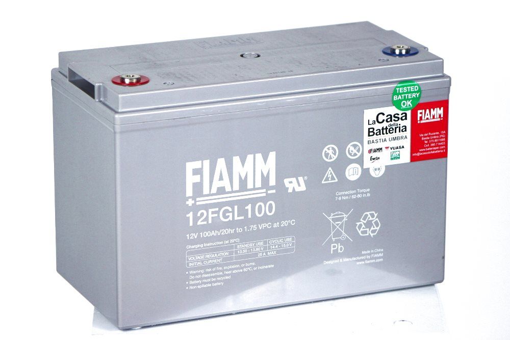 *Fiamm 12V 12FGL100 Sealed Lead Acid Battery - 100Ah