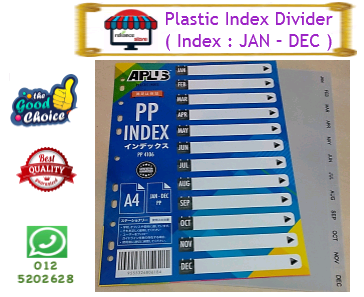 A4 Plastic PVC Index Divider ( Index TAB : JAN - DEC ) / File Divider / Plastic Index Divider / Indek Pembahagian Fail / File Separator Index Divider # PP Index # File Index Divider # Document Index # RP0675 (KTT : 1 Paket @ 1 Set : JAN - DEC )