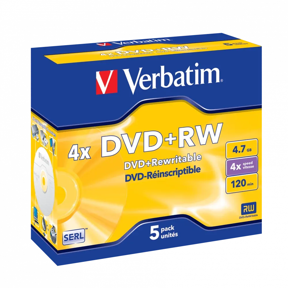 VERBATIM 43229 DVD+RW 4X + JEWEL CASE (MEDIA) 5in1 /Verbatim /Verbatim 43229 /DVD+RW /Media
