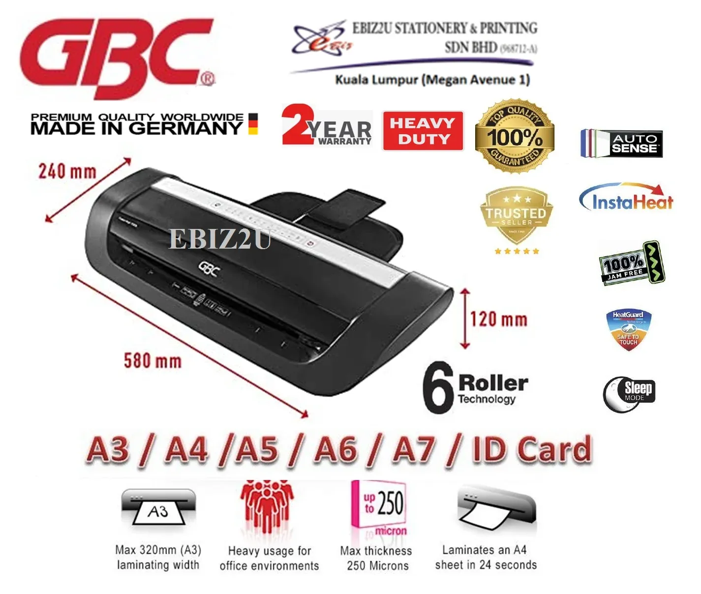GBC Fusion 7000L A3 A3 Heavy Duty A3 Laminator- 6-Roller Technology (Laminator Machine, laminate machine, laminate, Laminator, heavy duty laminator)