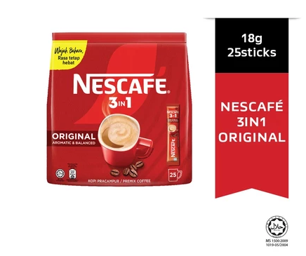 *NESCAFÉ 3in1 Original 25 Sticks 18g, Coffee Mix, Aromatic & Balanced Coffee
