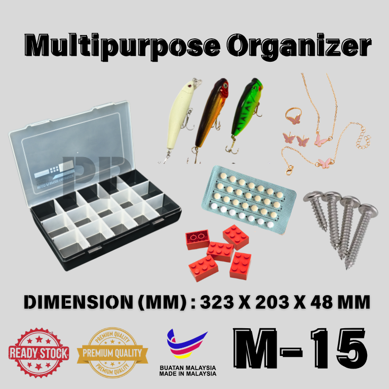 M15 Grid Adjustable Storage Box Transparent Plastic Organizer Craft Beads Fuse Beads Jewelry Screws Electronic Parts Fish