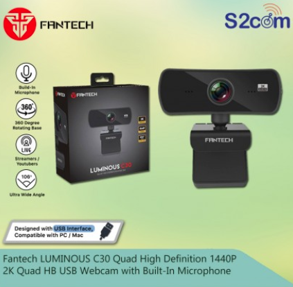 Fantech Luminous C30 Quad High Definition 1440P 2K Quad HB USB Webcam With Built-In Microphone