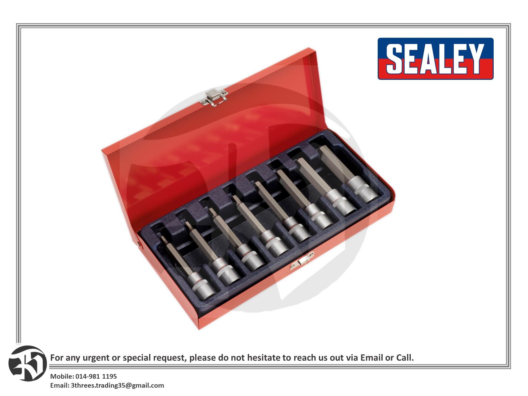 Sealey 1/2"Sq Drive Hex Socket Bit Set 8pcs