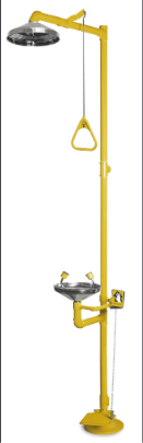 Floor Mounted Combination Unit (Drench Shower + Eyewash w Foot Pedal) - Stainless Steel