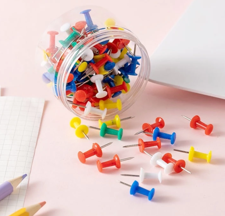 Colourful Push Pins 22mm (100PCS)