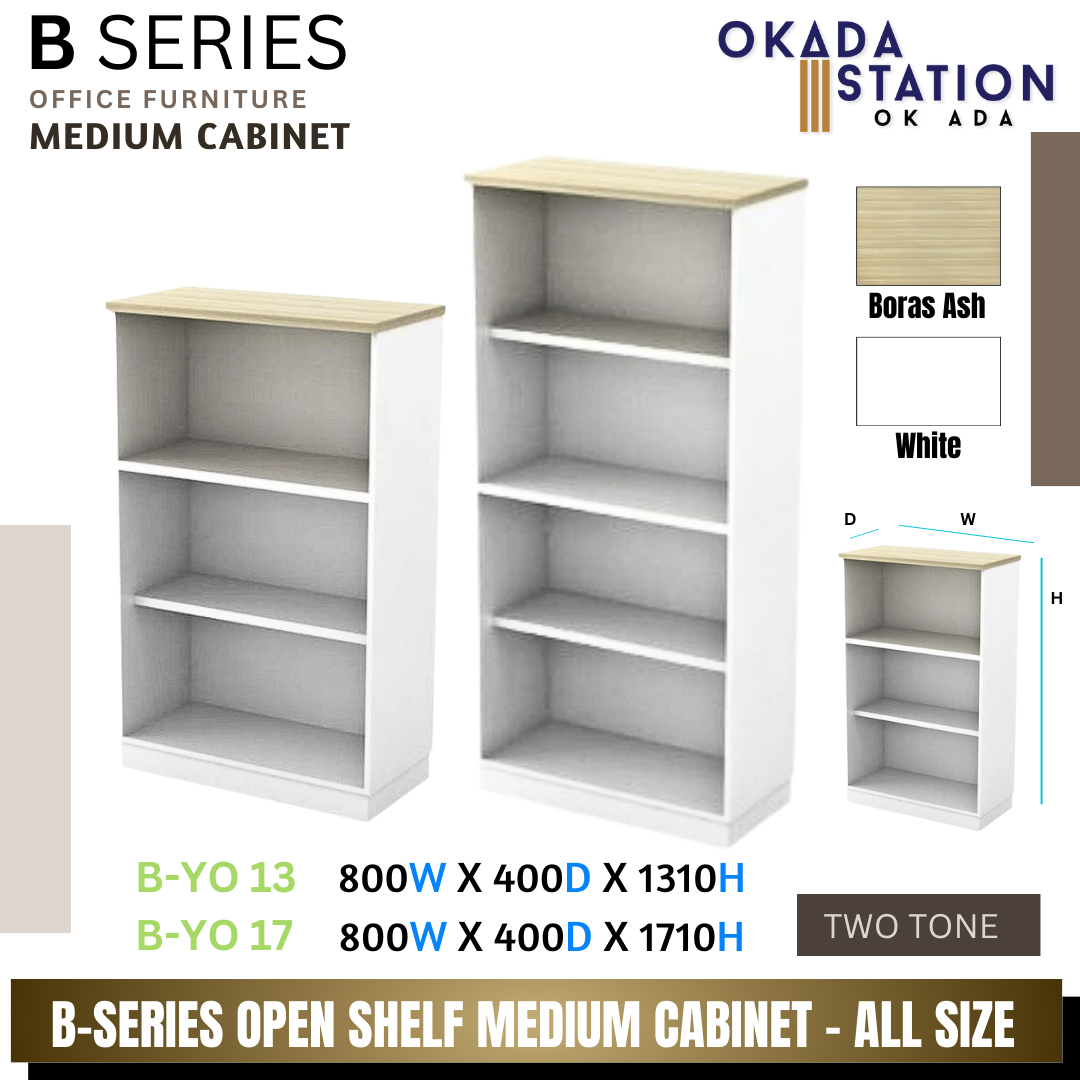 B SERIES OPEN SHELF MEDIUM CABINET- (B-YO 13) (B-YO 17) / B SERIES / WOODEN CABINET / MEDIUM HEIGHT CABINET / MEDIUM CABINET / OPEN SHELF CABINET / CABINET