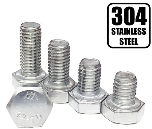 M8 Hex Bolt 304 Stainless Steel DIN933 Screw Skru Spanner Hexagon Head DIY