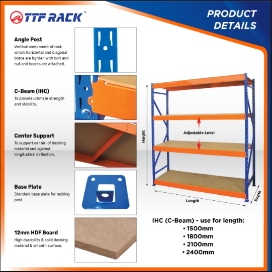 Boltless Rack Plywood H183 x D31 x L152cm (Yellow & Blue)