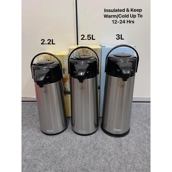 Stainless Steel Air Pump Pot Hot & Cold Water Airpot Flask 3Liter