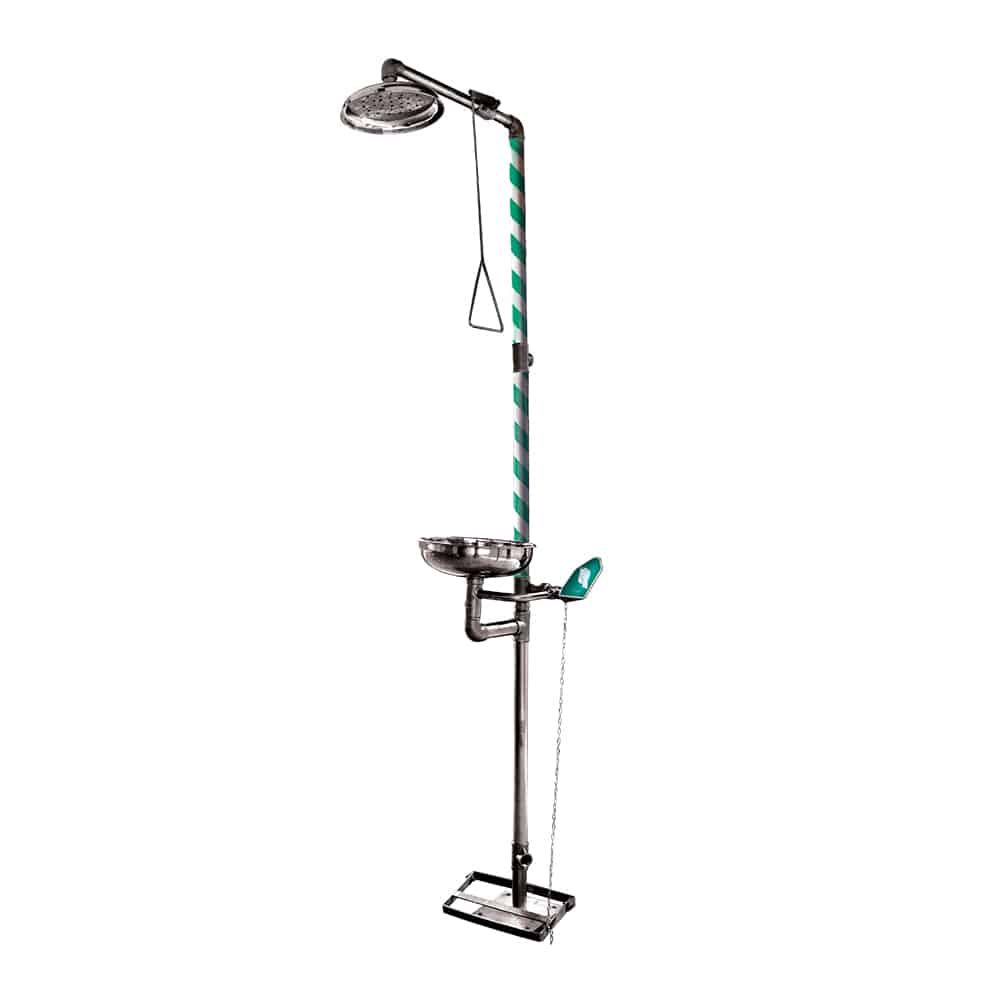 OEM Stainless Steel Floor Mounted Emergency Shower & Eyewash (With Foot Pedal)