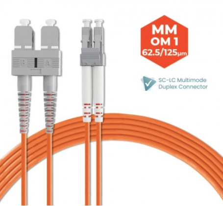 SC-LC 62.5/125 OM1 MULTIMODE DUPLEX FIBER OPTIC PATCH CABLE 3M 5M 10M 15M 20M 30M