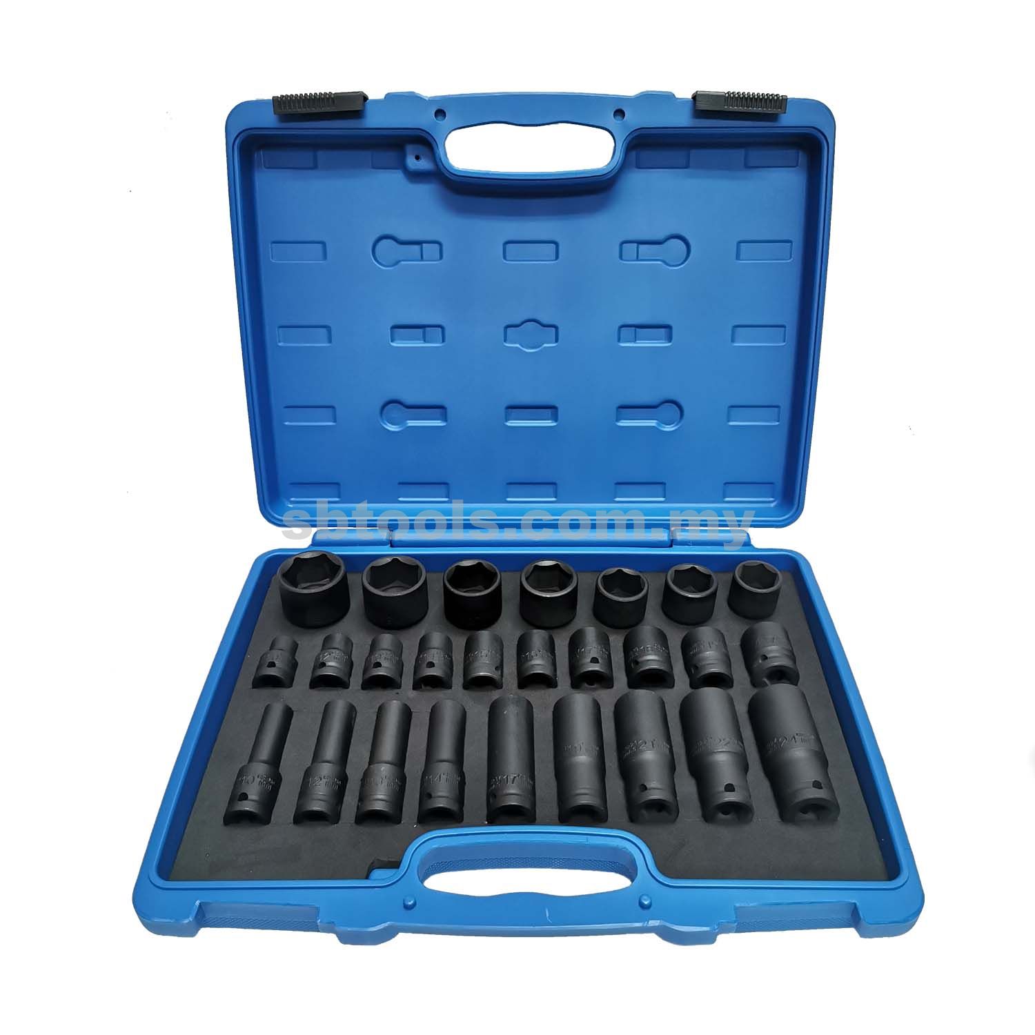 SB Tools 1/2"DR 26Pcs Impact Box Deep Socket Set 8~32mm | 6Pt