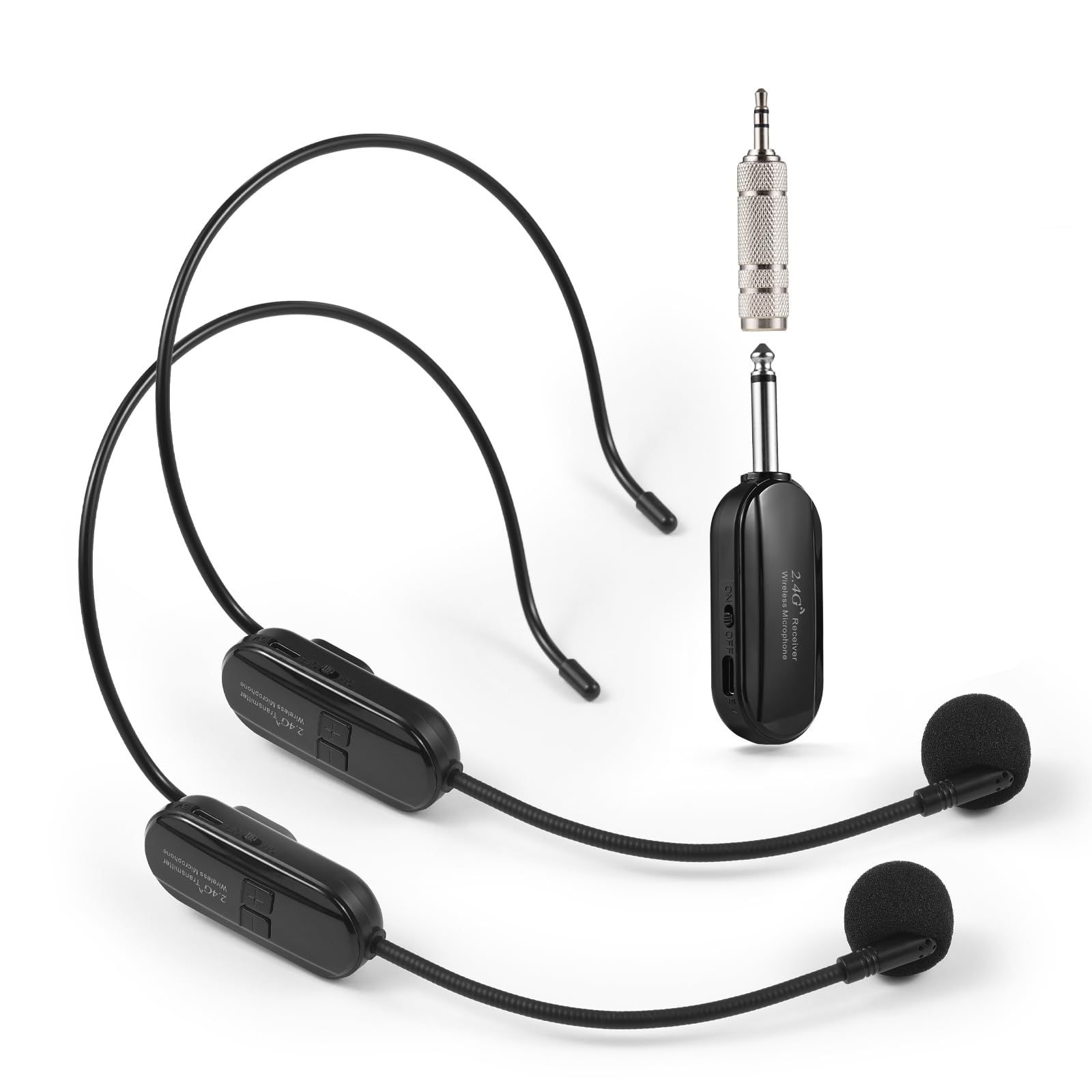 2.4G Wireless Microphone Headset 164ft Range Headset Mic and Handheld Mic 2 In 1 Professional Voice Amplifier Headset Microphones